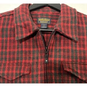 Vintage Woolrich Buffalo Plaid Wool Shirt Jacket Red Black Zip Front Shacket LG